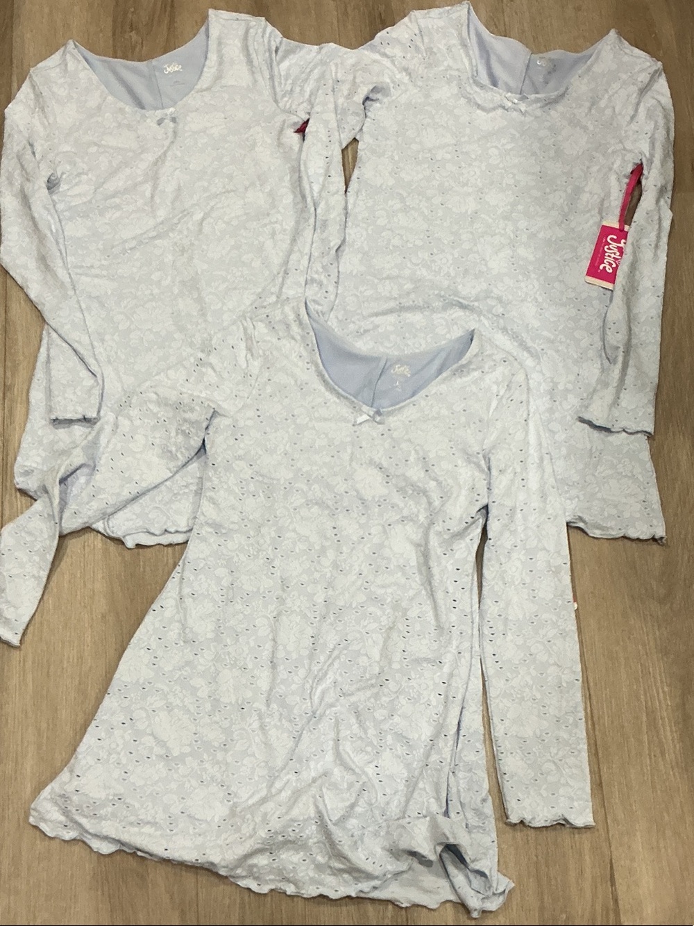 Jolie Pale Blue Eyelet Long Sleeve Tee